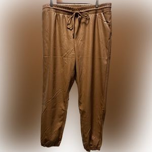 Nine West Womens Pull on Jogger Mid-Rise Pull-On Faux-Leather Pants Size XL New